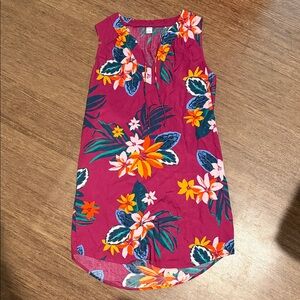 Old Navy Tropical Floral V-Neck Dress - Magenta, Orange & Green